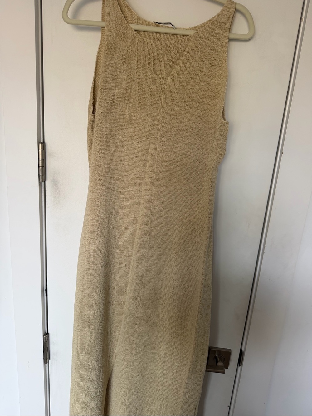The Row Linen Sleeveless Cream Knit Maxi Dress